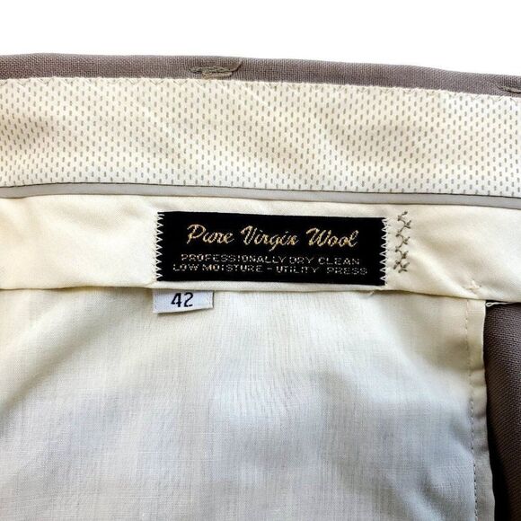 Hart Schaffner Marx Virgin Wool Pleated Cuffed Tan High Rise Dress Pants 41/31‎ - Picture 5 of 5
